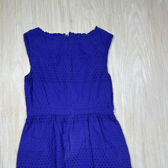 J Crew Purple Eyelet Sleeveless Fit & Flare Dress Cotton Lined Zip Back Size 4 - Picture 12 of 12